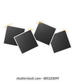 Set of realistic vector photo frames on sticky tape. Template photo design, Vector illustration