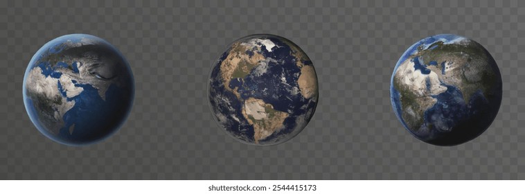 Set of realistic vector planets on an isolated transparent background. Planets vector png.