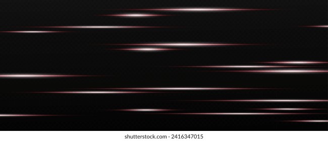 Set of realistic vector red stars png. Set of vector suns png. Red flares with highlights.Horizontal light lines, laser, flash.