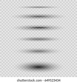 set of realistic vector shadows isolated on transparent background. 