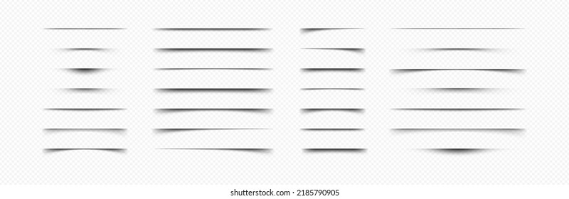 Set of realistic vector shadows for use under graphic object. Shadow effect isolated on transparent background for banners, flyers, posters.