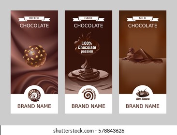 Set realistic vector vertical chocolate banners