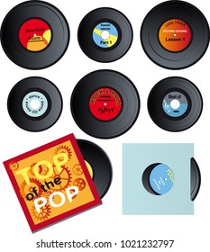 Set of realistic vector vintage vinyl records, isolated on white, EPS 8 vector illustration