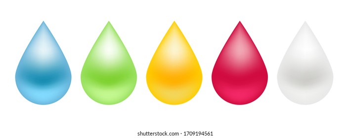 Set of realistic vector water drops.
