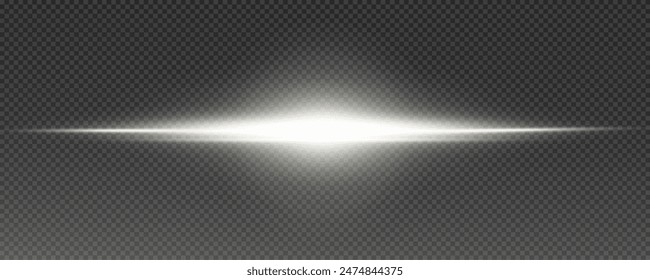 Set of realistic vector  white stars png. Set of vector suns png. White flares with highlights. Horizontal light lines, laser, flash. White special effect, magic of moving fast motion laser beams.