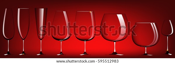 Set Realistic Vector Wine Glass Dark Stock Vector Royalty Free