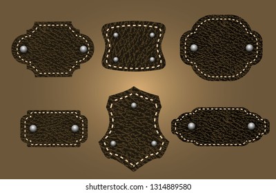Set of realistic vintage leather labels. Vector illustration