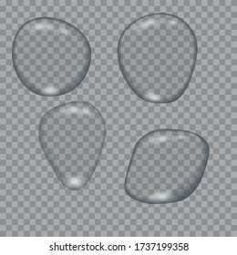 Set of realistic water drops isolated on transparent background
