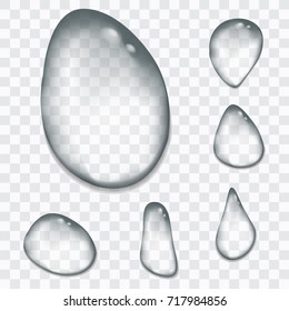 Set of realistic water drops isolated vector illustration on transparency background