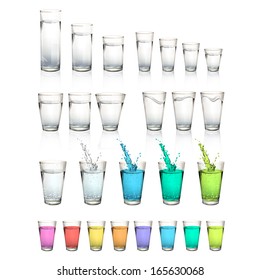 Set Of Realistic Water Glasses. Vector Design 