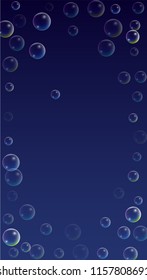  Set of Realistic Water or Soap Bubbles for Your Design. Soap Bubbles with Rainbow Reflection.Shampoo or Foam Cosmetic Flyer and Invite. Bubble with Hologram Reflection. Isolated Vector Illustration.