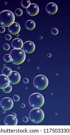  Set of Realistic Water or Soap Bubbles for Your Design. Soap Bubbles with Rainbow Reflection.Shampoo or Foam Cosmetic Flyer and Invite. Bubble with Hologram Reflection. Isolated Vector Illustration.