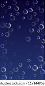  Set of Realistic Water or Soap Bubbles for Your Design. Soap Bubbles with Rainbow Reflection.Shampoo or Foam Cosmetic Flyer and Invite. Bubble with Hologram Reflection. Isolated Vector Illustration.