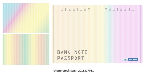 set of realistic watermark banknote pattern isolated or texture pattern for passport secure rainbow color or polygonal line guilloche security protect system. eps vector