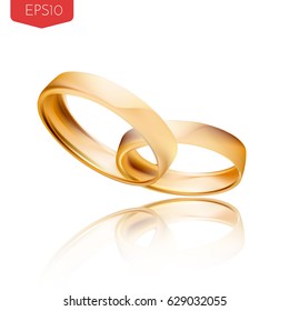 Set of realistic wedding rings, symbolizing eternity of the relationship isolated on transparent background vector illustration made with gradient mesh.
