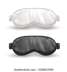 Conjunto de máscaras realistas de ojo blanco y negro para dormir o venda nocturna. Accesorio para descansar y relajarse en viaje, avión. Banda nocturna para la siesta. Tapa de la cara, pliegue ciego.Insomnio,insomnio