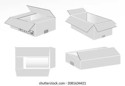 set of realistic white cardboard isolated or mock up fragile packaging or packaging online shop store. eps vector