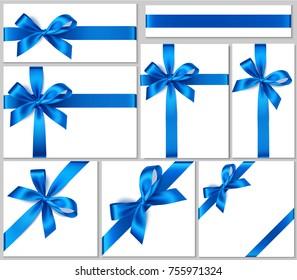 Gift blue white silk bows 12702706 Vector Art at Vecteezy