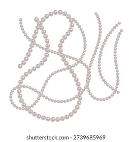 Set of realistic white pearl strings and necklaces of various shapes and lengths. Perfect for wedding invitations, luxury jewelry branding, feminine beauty products, fashion accessories illustration, and elegant decorative borders