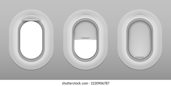 Set of realistic window of airplane. Vector illustration. Eps 10.