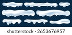Set of realistic winter snow caps vector elements