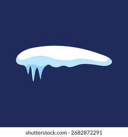 Satz realistischer Winterschneekappen, Vektorelemente. Cartoon-Ikonen von Schneekappen und Eiszapfen in Hausdach-Formen, perfekt für Weihnachten und Neujahr Design-Elemente. Einzeln auf transparentem Hintergrund.