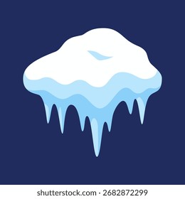 Satz realistischer Winterschneekappen, Vektorelemente. Cartoon-Ikonen von Schneekappen und Eiszapfen in Hausdach-Formen, perfekt für Weihnachten und Neujahr Design-Elemente. Einzeln auf transparentem Hintergrund.