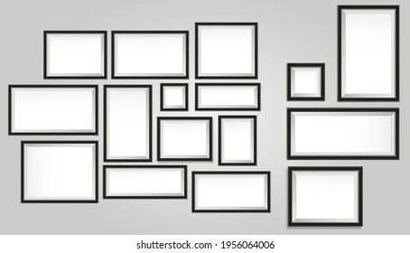 set of the realistic wooden frame or blank photo frames template or mock-up empty photo frame brown textured illustration. eps 10 vector