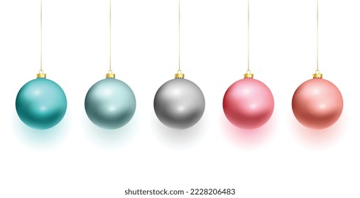 set of realsitic christmas bauble element for xmas design 