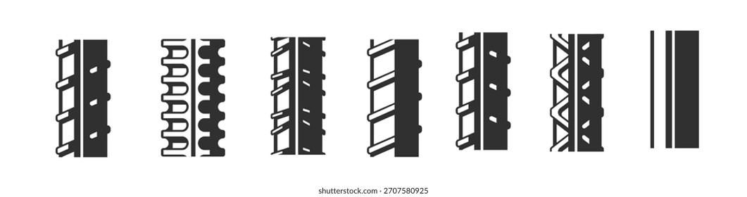Conjunto de Vectores de barras de refuerzo Ilustración vectorial