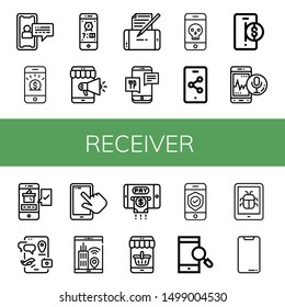 Set of receiver icons such as Smartphone, Mobile , receiver