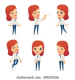 set of reception character in different interactive  poses