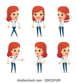 set of reception character in different interactive  poses