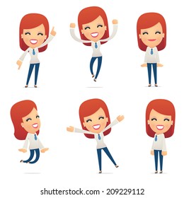 set of reception character in different interactive  poses