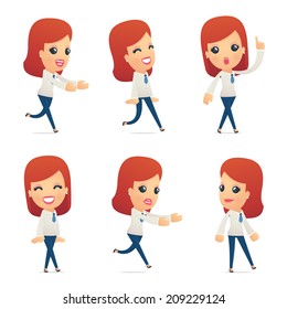 set of reception character in different interactive  poses