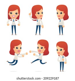 set of reception character in different interactive  poses