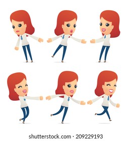 set of reception character in different interactive  poses