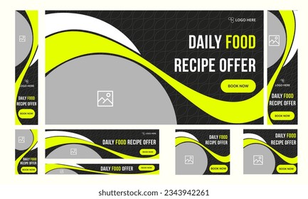 Set of recipe web banner template. delicious dessert food web banner design, vector eps 10 file format