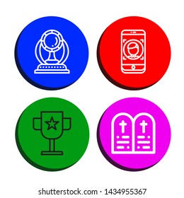 Set of recognition icons such as Award, Face id, Commandments , recognition
