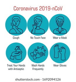 set of recommendations for covid 19 vector illustration design