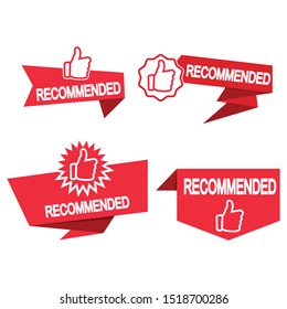 Set of recommended banners with thumb up. Vector.