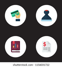 Set of recording icons flat style symbols with annual report, credit, tax and other icons for your web mobile app logo design.