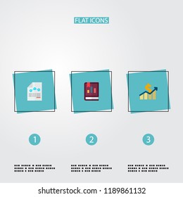 Set of recording icons flat style symbols with annual report, balance sheet, profit and other icons for your web mobile app logo design.