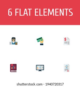 Set of recording icons flat style symbols with credit, accountant, software and other icons for your web mobile app logo design.