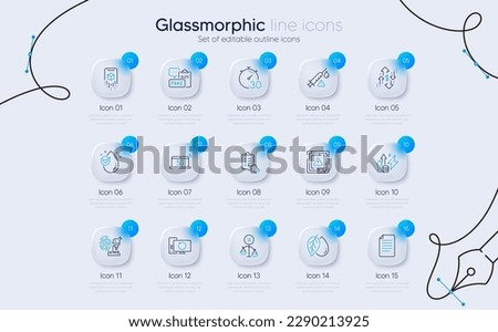 Set of Recovery computer, Dollar rate and File line icons for web app. Augmented reality, Timer, Fingerprint research icons. Checklist, Energy inflation, Water drop signs. Mineral oil. Vector