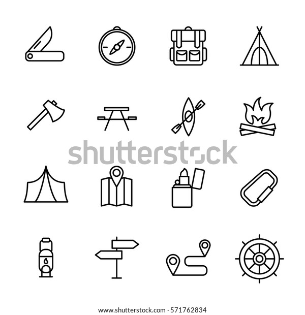 Set Recreation Icons Modern Thin Line Stock Vector (Royalty Free) 571762834