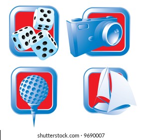 Set of recreational icons. Vector. Easy to change color.