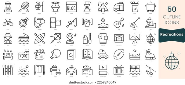 Set of recreations icons. Thin linear style icons Pack. Vector Illustration