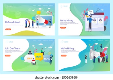 set of recruiting, landing page vector illustration concept