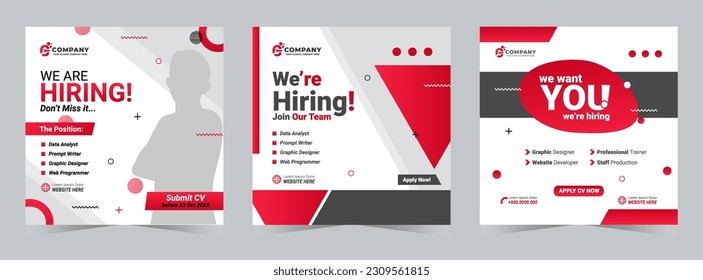 Set Recruitment advertising template. Bundling Recruitment Poster, Job hiring poster, social media, banner, flyer. Digital announcement job vacancies layout